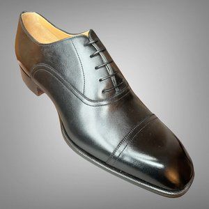 Hermes New Calfskin Men's Philip Dress Oxford Black Shoes Made In Italy